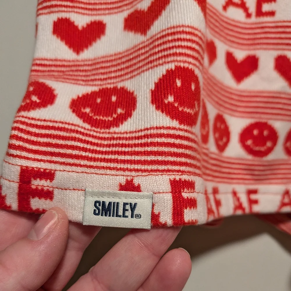 NEW American Eagle Heart Smiley Long Sleeve & Shorts Lounge Pajama Set Size XL
